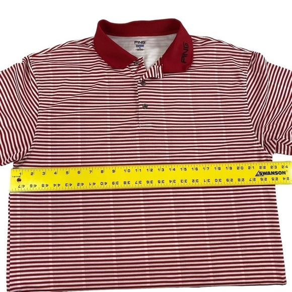 PING Men’s Performance Red and White Striped Golf Polo Shirt Sz XL - Picture 10 of 12